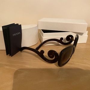 Authentic PRADA Baroque square tortoise Sunglasses